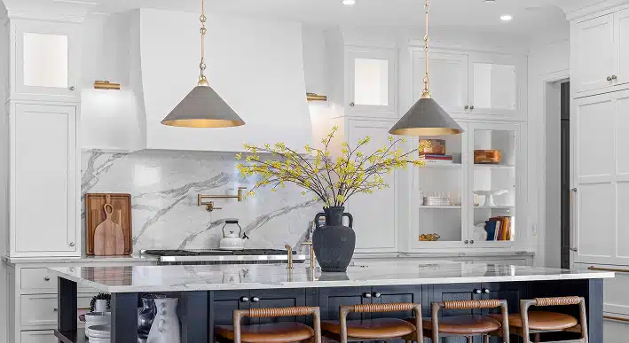 Counter with a vase